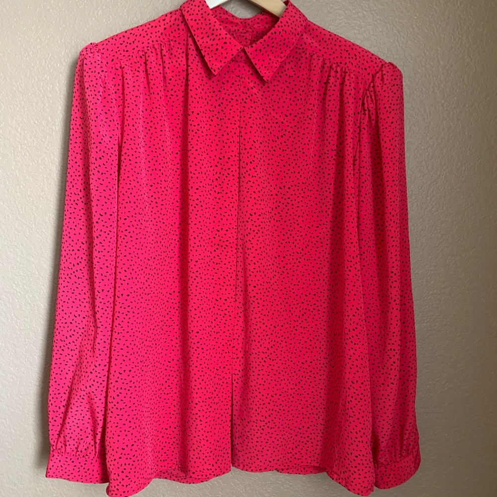 Vintage 80’s Hot Pink Blouse Petite